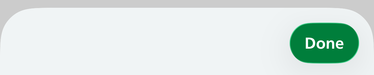 Screenshot showing a green button on the right of a mobile screen with the word 'Done' inside it in white text