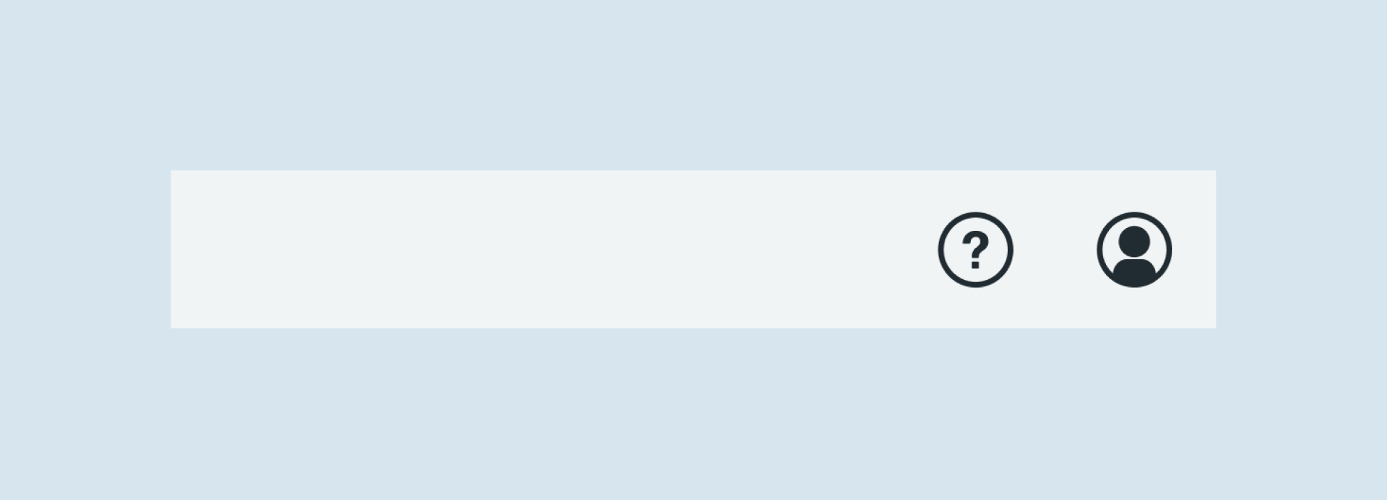 The top navigation menu. There are two right-aligned icons: one is a question mark and the other is shaped like a person.