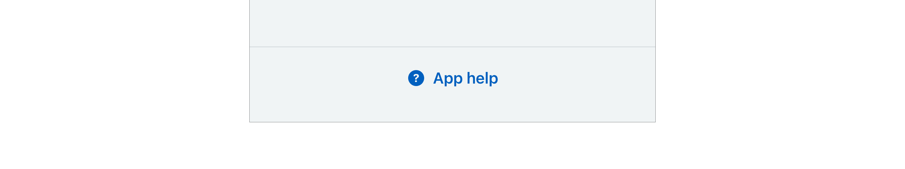 The bottom of the custom web view. It has a button reading 'app help' with a question mark icon.